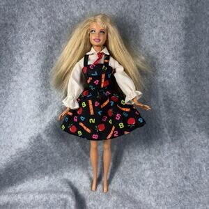 90s Teacher Barbie Doll Teacher Themed Dress with Numbers & Rulers Vintage